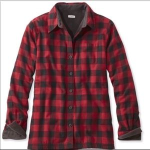 LL bean fleece lined flannel shirt buffalo check